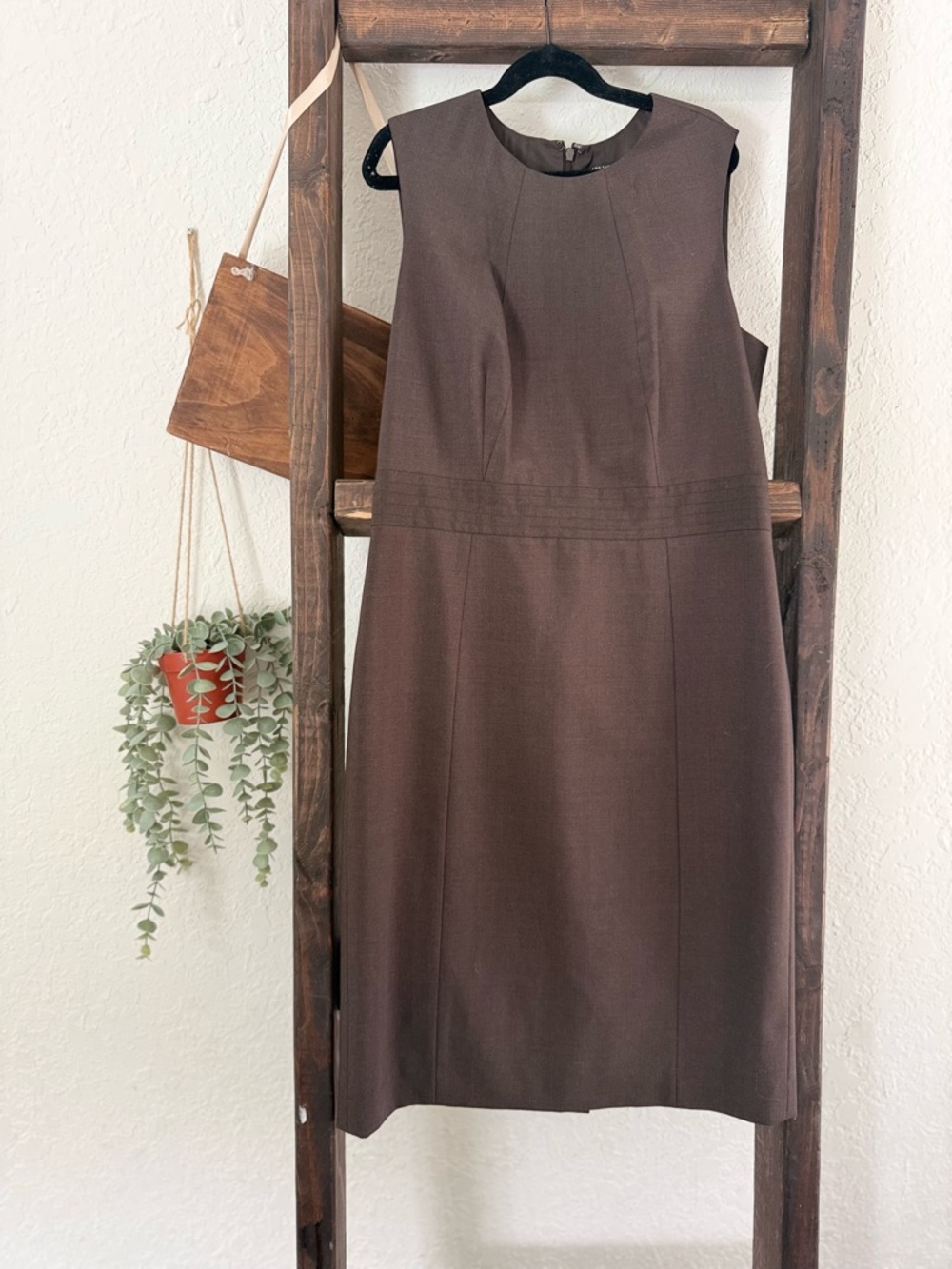 Ann Taylor Brown Sheath Dress Size 4 | Classic Work Office Dress - wool blend